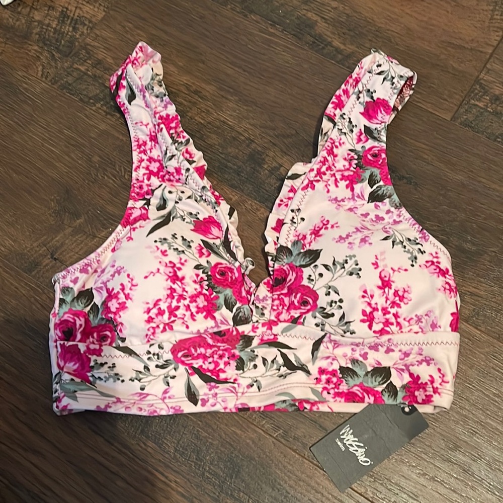 NWT Pink floral bathing suit top